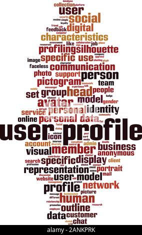 User profile word cloud concept. Collage made of words about user profile. Vector illustration Stock Vector