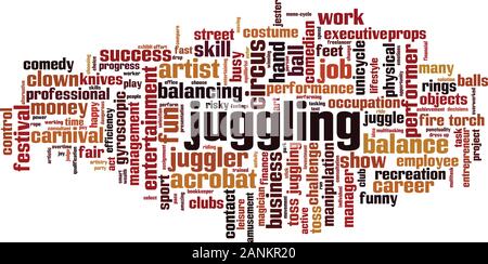 Juggling word cloud concept. Collage made of words about juggling. Vector illustration Stock Vector