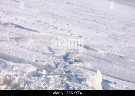 natural snow white texture. bright winter background. cold frosty weather condition. shining and glittering particles Stock Photo