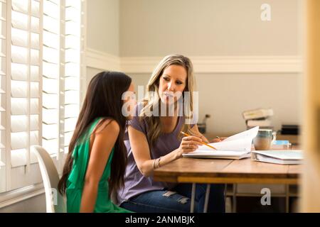Teacher Helping Her Student With Her Homework Stock Photo