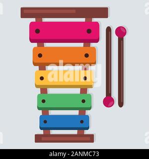 xylophone instrument music isolated vector illustration Stock Vector