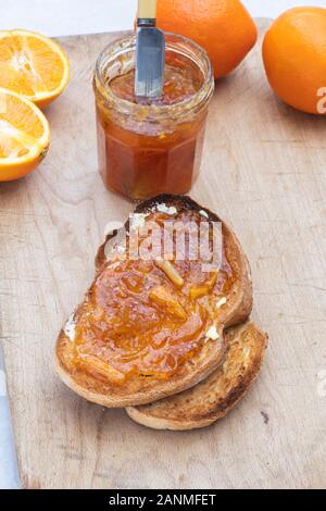 Homemade marmalade on toast Stock Photo