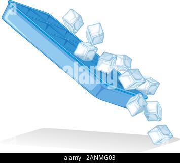 Ice cubes from ice tray on white background illustration Stock Vector