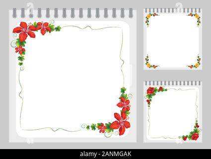 Notebook template with colorful flower frames Stock Vector Image & Art ...