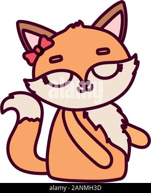 Cute female fox with clothes animal cartoon Vector Image