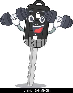 Sporty Fitness exercise car key using barbells Stock Vector