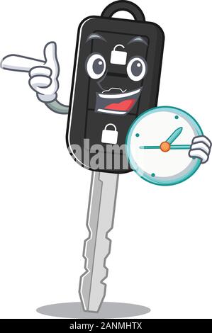 cartoon character style car key having clock Stock Vector