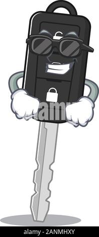 Super cool car key character wearing black glasses Stock Vector