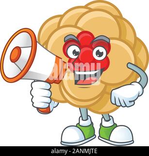 Cool cartoon character of chinese gold flower holding a megaphone Stock Vector