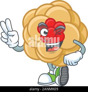cartoon mascot design of chinese gold flower with two fingers Stock Vector