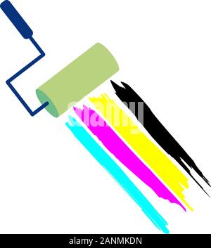 Vector sign CMYK, brush with paint Stock Vector