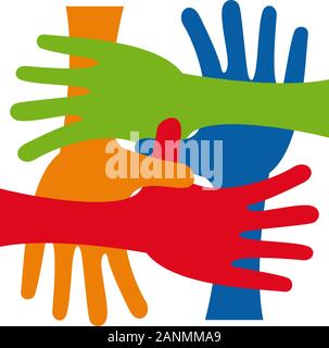 Vector sign teamwork, hands crossed Stock Vector