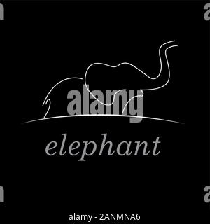 Vector sign elephant, drawing on black background Stock Vector