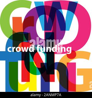 Vector crowd funding. Broken text Stock Vector