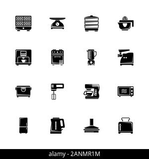 Kitchen icons - Expand to any size - Change to any colour. Flat Vector Icons - Black Illustration on White Background. Stock Vector