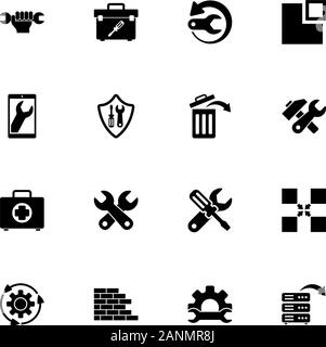 Recovery Repair icons - Expand to any size - Change to any colour. Flat Vector Icons - Black Illustration on White Background. Stock Vector
