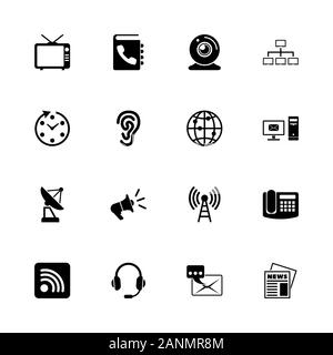 Communication icons - Expand to any size - Change to any colour. Flat Vector Icons - Black Illustration on White Background. Stock Vector