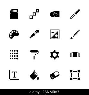 Image icons - Expand to any size - Change to any colour. Flat Vector Icons - Black Illustration on White Background. Stock Vector