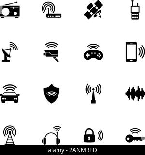 Radio icons - Expand to any size - Change to any colour. Flat Vector Icons - Black Illustration on White Background. Stock Vector
