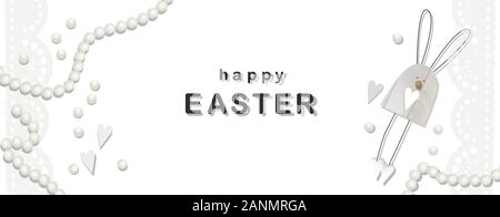 Cute Happy Easter patterns with colic, flowers, beads, and typographic design. Suitable for spring and easter cards and invitations. Vector Stock Vector
