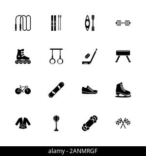 Sport icons - Expand to any size - Change to any colour. Flat Vector Icons - Black Illustration on White Background. Stock Vector