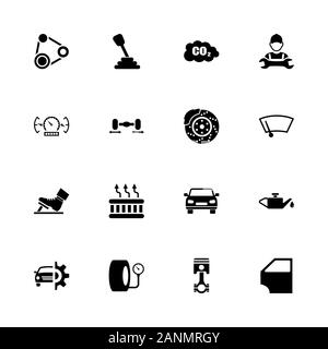 Auto icons - Expand to any size - Change to any colour. Flat Vector Icons - Black Illustration on White Background. Stock Vector