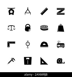 Scales Rulers icons - Expand to any size - Change to any colour. Flat Vector Icons - Black Illustration on White Background. Stock Vector