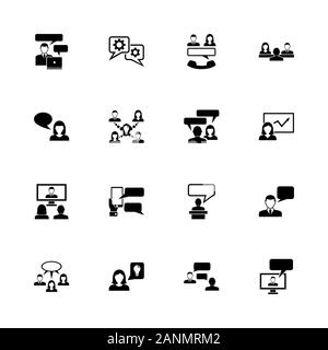 Business Communication icons - Expand to any size - Change to any colour. Flat Vector Icons - Black Illustration on White Background. Stock Vector