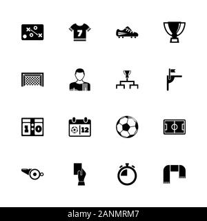 Soccer icons - Expand to any size - Change to any colour. Flat Vector Icons - Black Illustration on White Background. Stock Vector