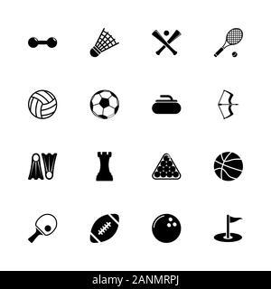 Sport icons - Expand to any size - Change to any colour. Flat Vector Icons - Black Illustration on White Background. Stock Vector