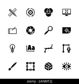 Design icons - Expand to any size - Change to any colour. Flat Vector Icons - Black Illustration on White Background. Stock Vector
