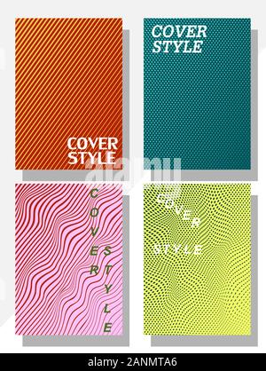 Vector collection of covers with a simple geometric design for books, booklets and brochures. Minimalist style, modern colors. Stock Vector