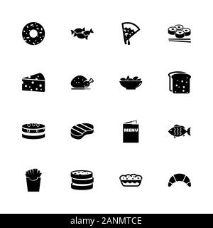 Food icons - Expand to any size - Change to any colour. Flat Vector Icons - Black Illustration on White Background. Stock Vector