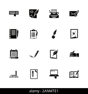 Writing icons - Expand to any size - Change to any colour. Flat Vector Icons - Black Illustration on White Background. Stock Vector