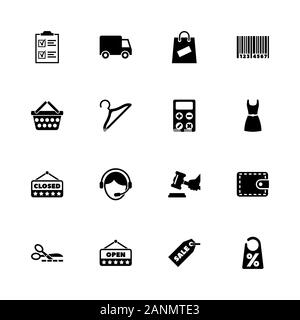Shopping icons - Expand to any size - Change to any colour. Flat Vector Icons - Black Illustration on White Background. Stock Vector