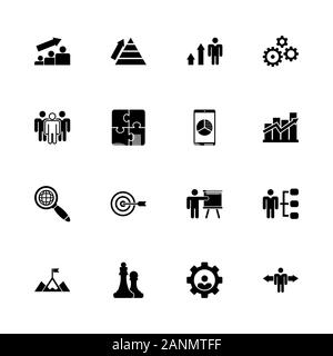 Strategy icons - Expand to any size - Change to any colour. Flat Vector Icons - Black Illustration on White Background. Stock Vector