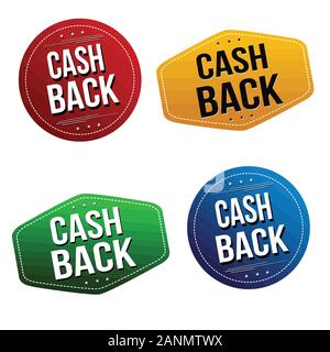 Cash back sticker or label set on white background, vector illustration Stock Vector