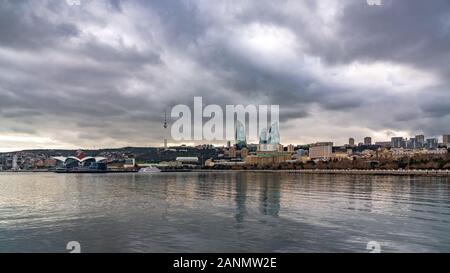 Baku bay, vew of the National Seaside Park Stock Photo