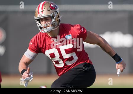 February 5, 2022: San Francisco 49ers tight end George Kittle (85) taking  videos of New Orleans Saints defensive end Cameron Jordan (94) during the  NFC Pro Bowl Practice at Las Vegas Ballpark