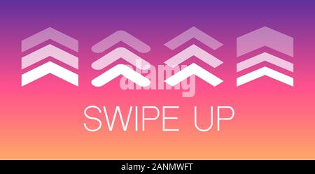 Swipe up, set of buttons for social media. Arrows, buttons and web icons for advertising and marketing in social media application. Scroll or swipe up Stock Vector