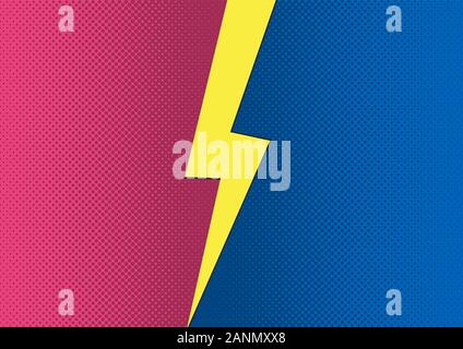 Versus VS letters fight backgrounds in flat comics style desig. N with halftone, lightning, round circle frames. Vector illustration eps 10 Stock Vector