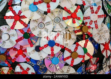 Artistic work made with recycled CD disc Stock Photo
