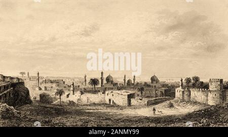 Panoramic view of Baghdad city. Iraq. Old engraving published in L ...