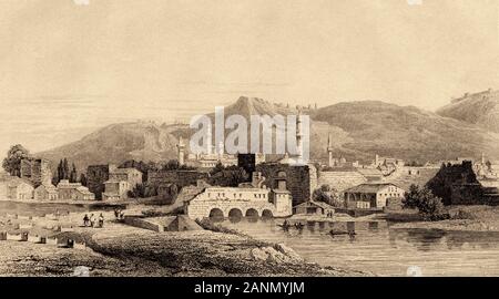 View of Antioch, Syria. Old engraving by Lemaitre published in L'Univers Syria, in 1841. History of the ancient Syria Stock Photo