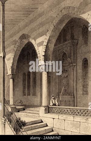 Emir's Palace in Beit ed-Dine Palace, Lebanon. Old engraving by Lemaitre published in L'Univers Syria, in 1841. History of the ancient Syria Stock Photo