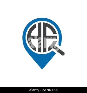 Letter H & F with location sign symbol logo template. Stock Vector