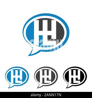 Letter H & L with chat sign symbol logo template , Chat sign icon. Speech bubbles symbol. Stock Vector
