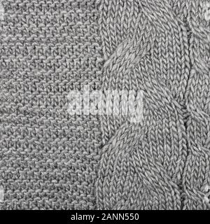 knitted warm background, element of a sweater or scarf. the texture of knitting and yarn is clearly visible Stock Photo