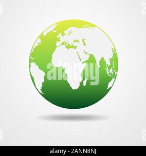 Green vector Earth globe isolated on white. Light - green simple scheme of the globe. Globe earth Icon - vector illustration. Illustration of an eco-f Stock Vector
