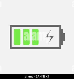 Battery charging Icon - vector illustration. The battery icon with a good charge. Stock Vector
